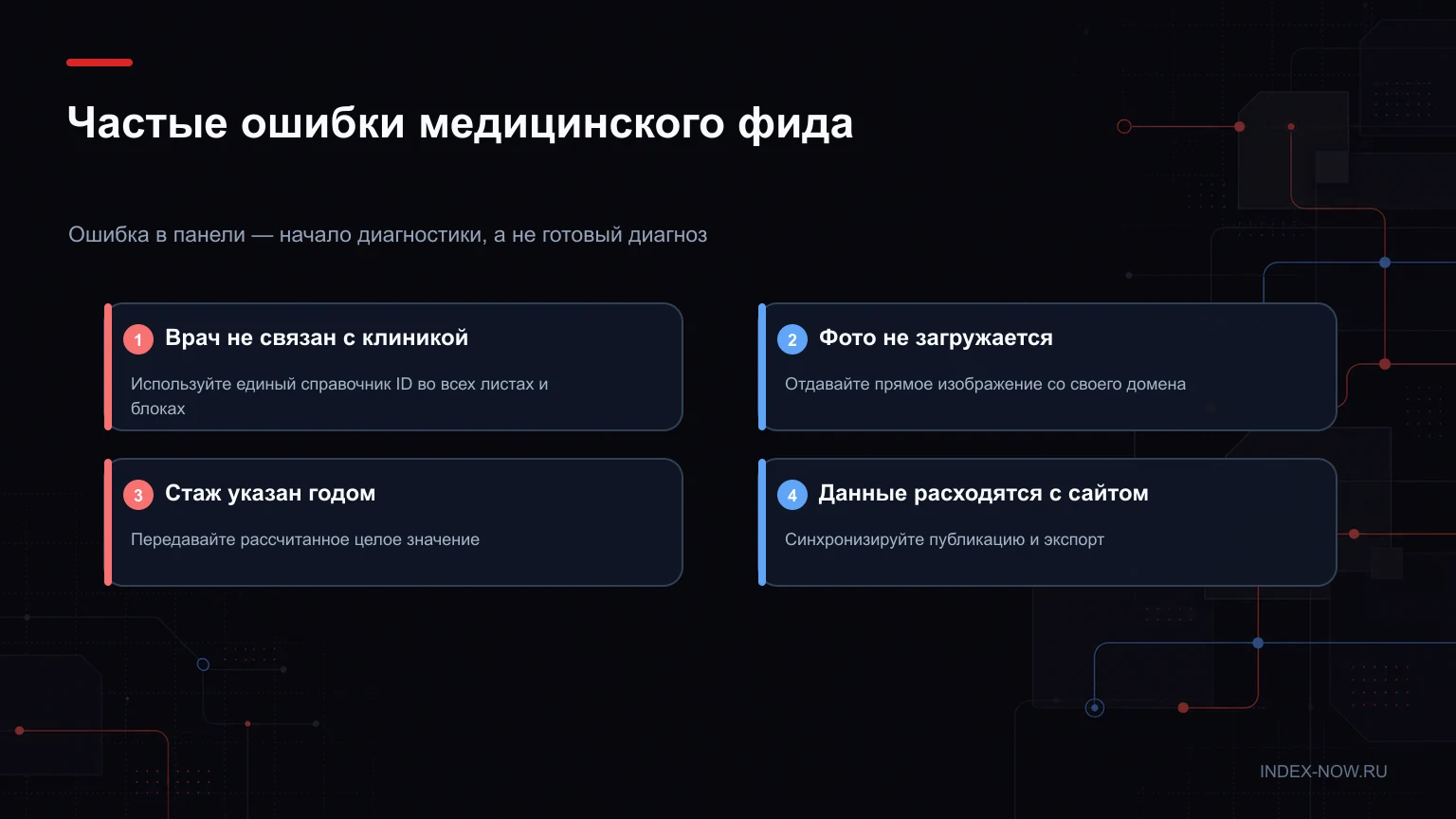 Частые ошибки медицинского фида