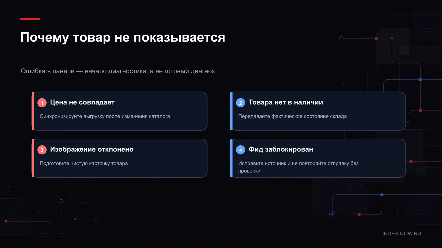 Почему товар не показывается